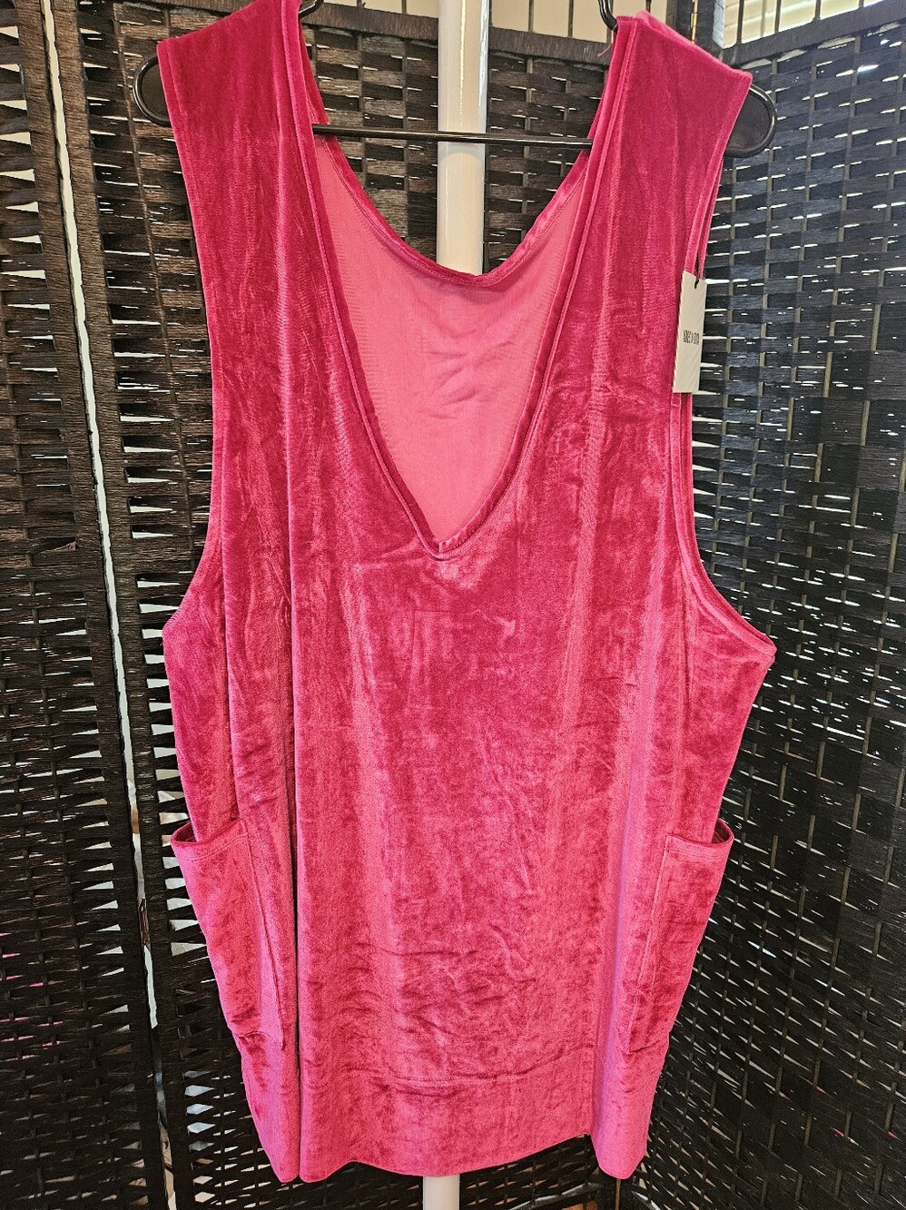 Agnes & Dora Reversable Velvet Jumper In Hot Pink